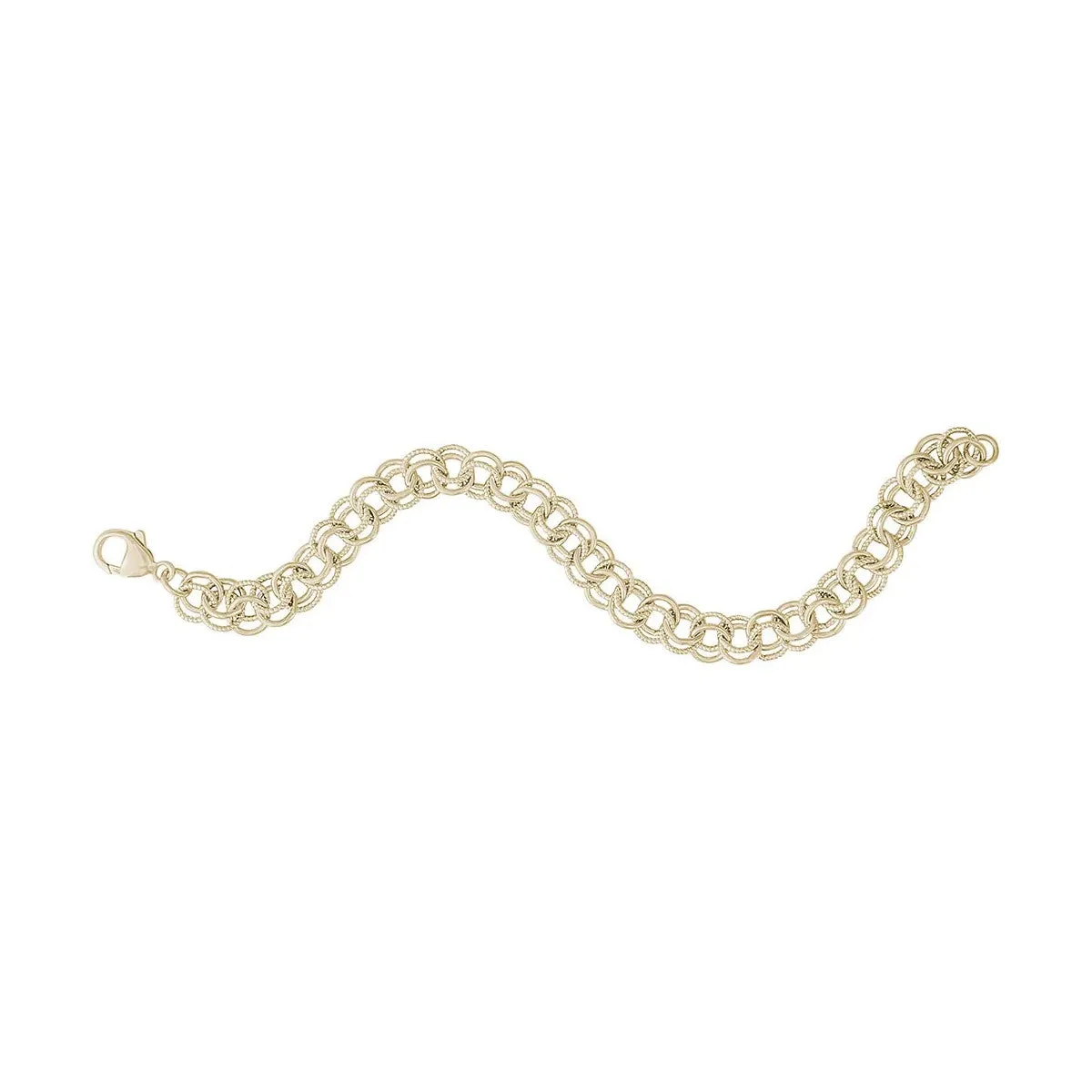 Rembrandt Charms Sterling Silver Rhodium or Gold Plated Twisted Double Link Charm Bracelet
