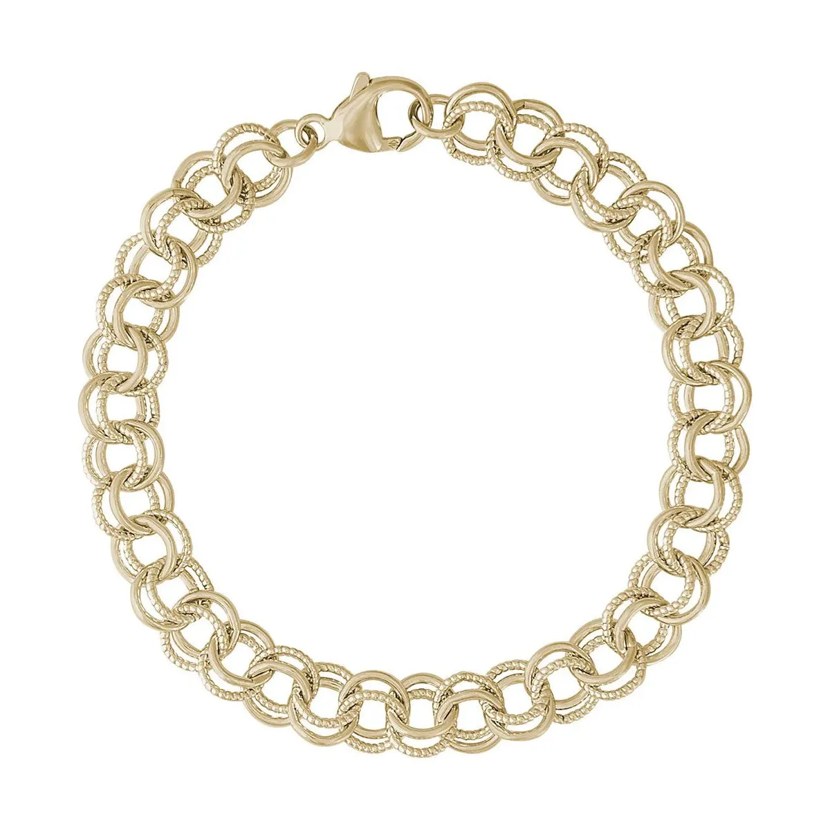 Rembrandt Charms Sterling Silver Rhodium or Gold Plated Twisted Double Link Charm Bracelet