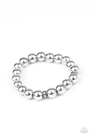 Resilience - Silver - Shiny Bead Paparazzi Stretchy Bracelet
