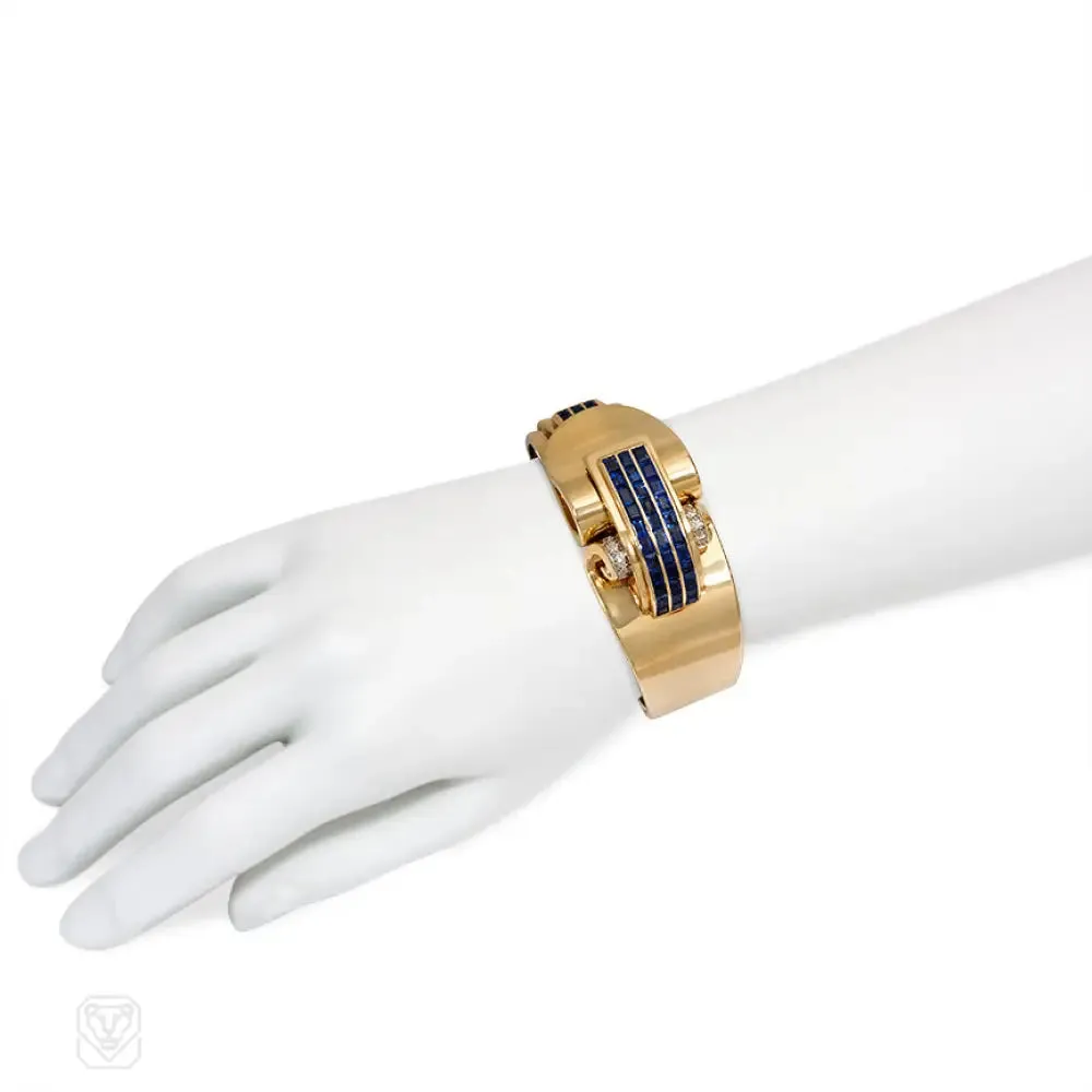 Retro sapphire covered watch. Trabert and Hoeffer Mauboussin