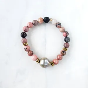 Rhodonite Pearl Bracelet