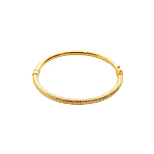 Rich 14K Yellow Gold Hinged Half Texture Bangle