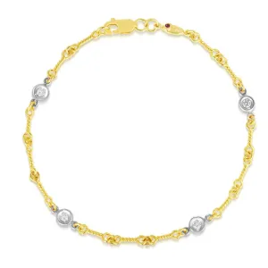 Roberto Coin 18k Yellow/White Four Station Dog Bone Bracelet