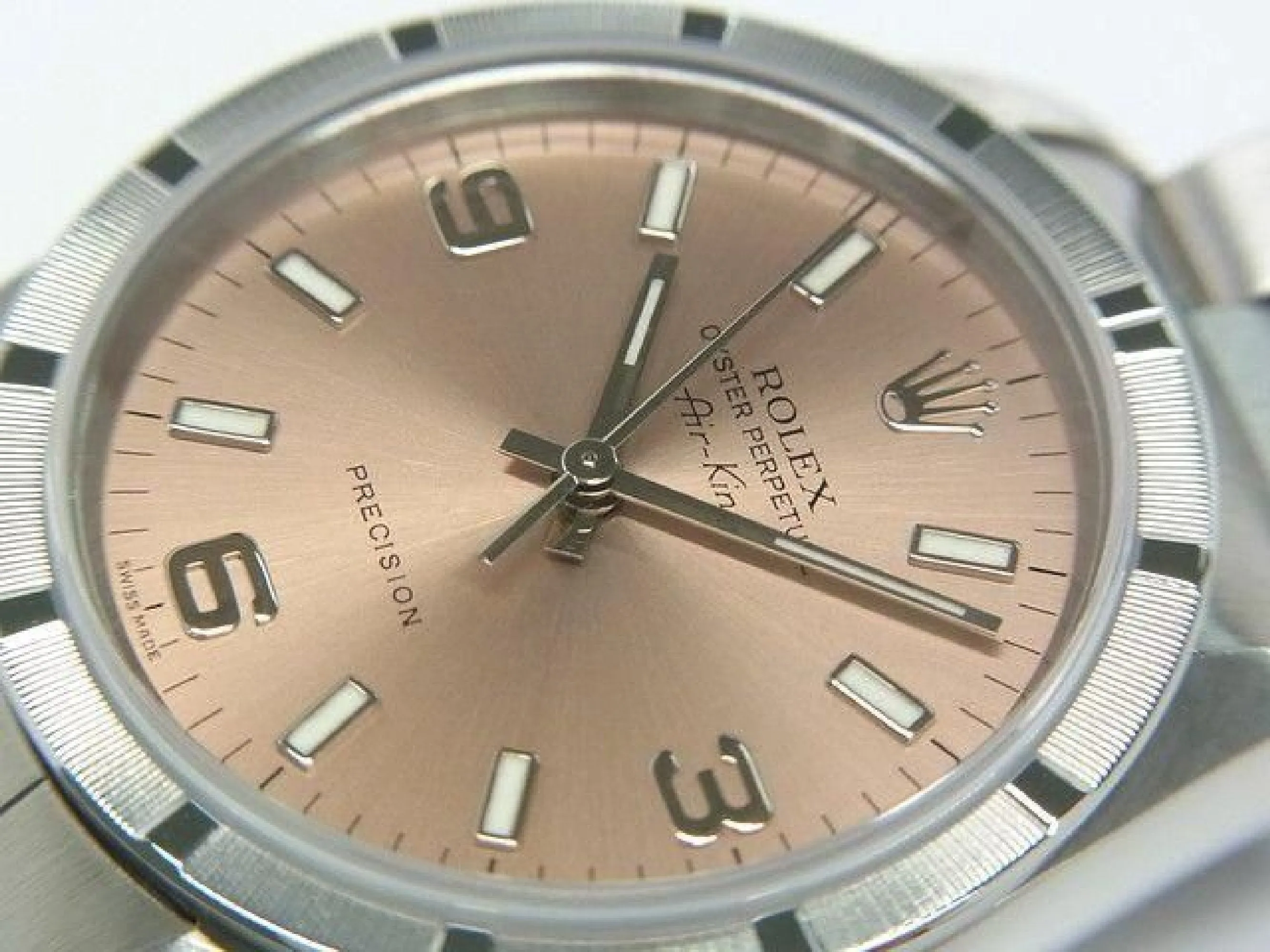 ROLEX Air-King pink Engine Turned bezel Z series 14010M Mens 185215839