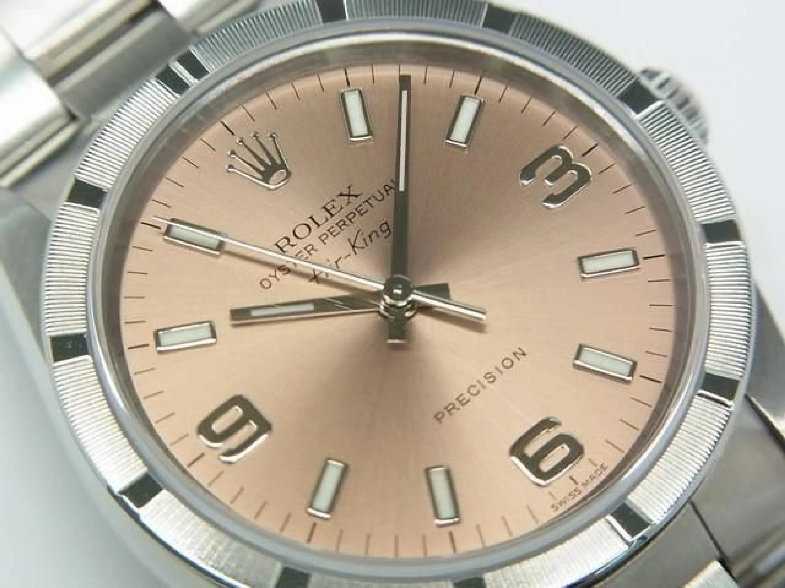 ROLEX Air-King pink Engine Turned bezel Z series 14010M Mens 185215839