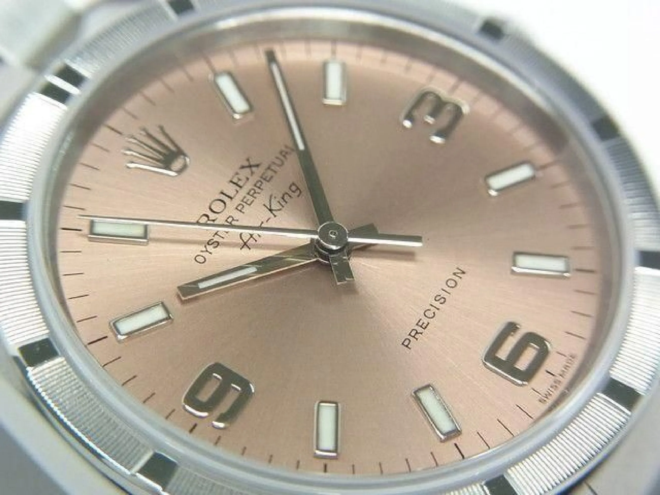ROLEX Air-King pink Engine Turned bezel Z series 14010M Mens 185215839