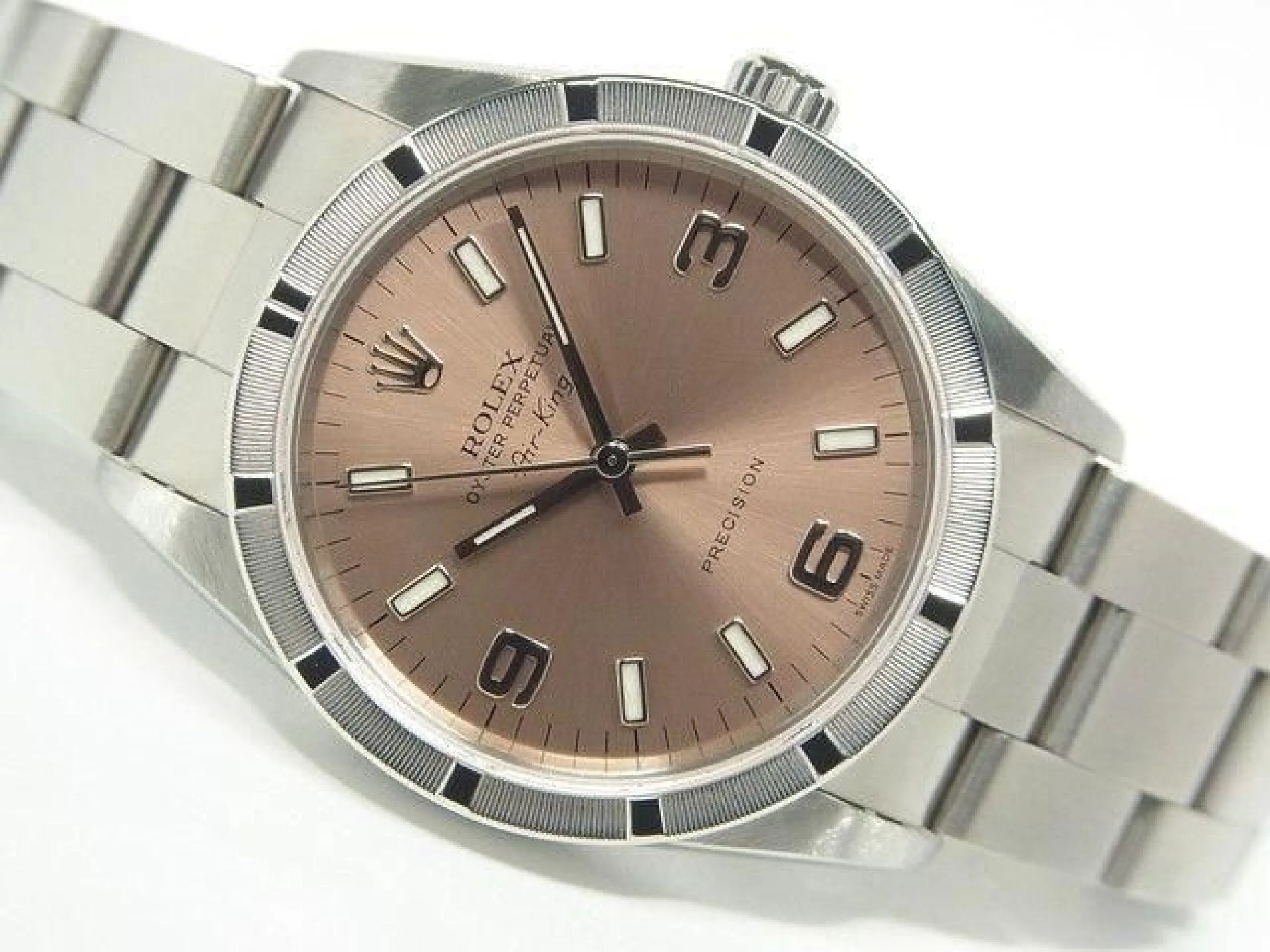 ROLEX Air-King pink Engine Turned bezel Z series 14010M Mens 185215839