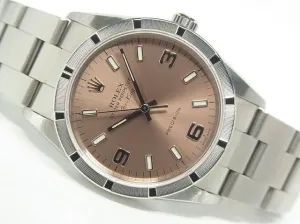 ROLEX Air-King pink Engine Turned bezel Z series 14010M Mens 185215839