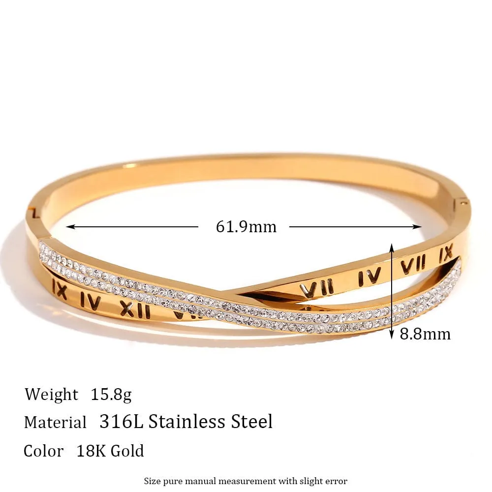 Roman Numeral Gold Bangles