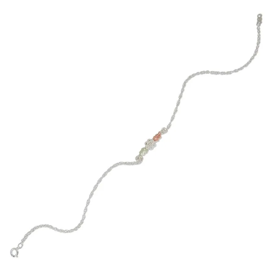 Rose Ankle - Sterling Silver Black Hills Gold Bracelet