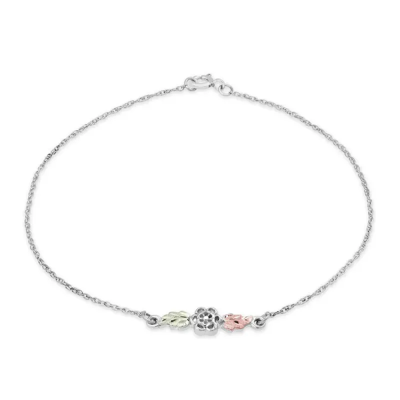 Rose Ankle - Sterling Silver Black Hills Gold Bracelet