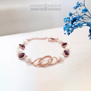 Rose Gold Pearl Charm Bracelet