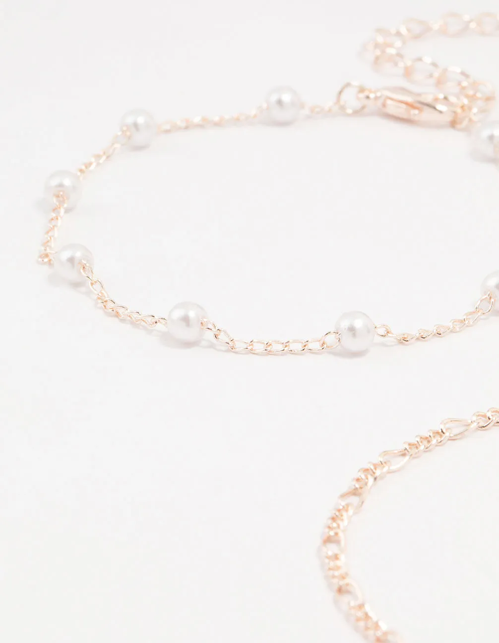 Rose Gold Stone Pearl Butterfly Bracelets 4-Pack