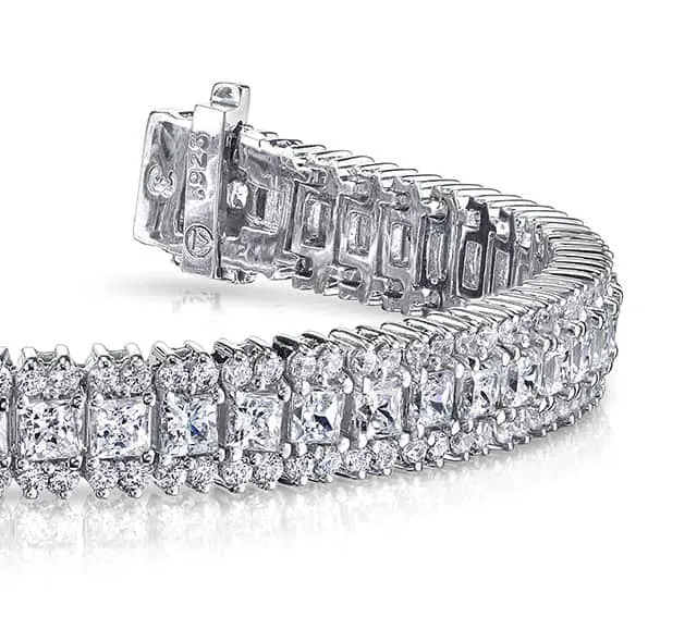 Round And Princess Diamond Bracelet with 5.76 ct.(finished) 1.2mm, 2.2mm
