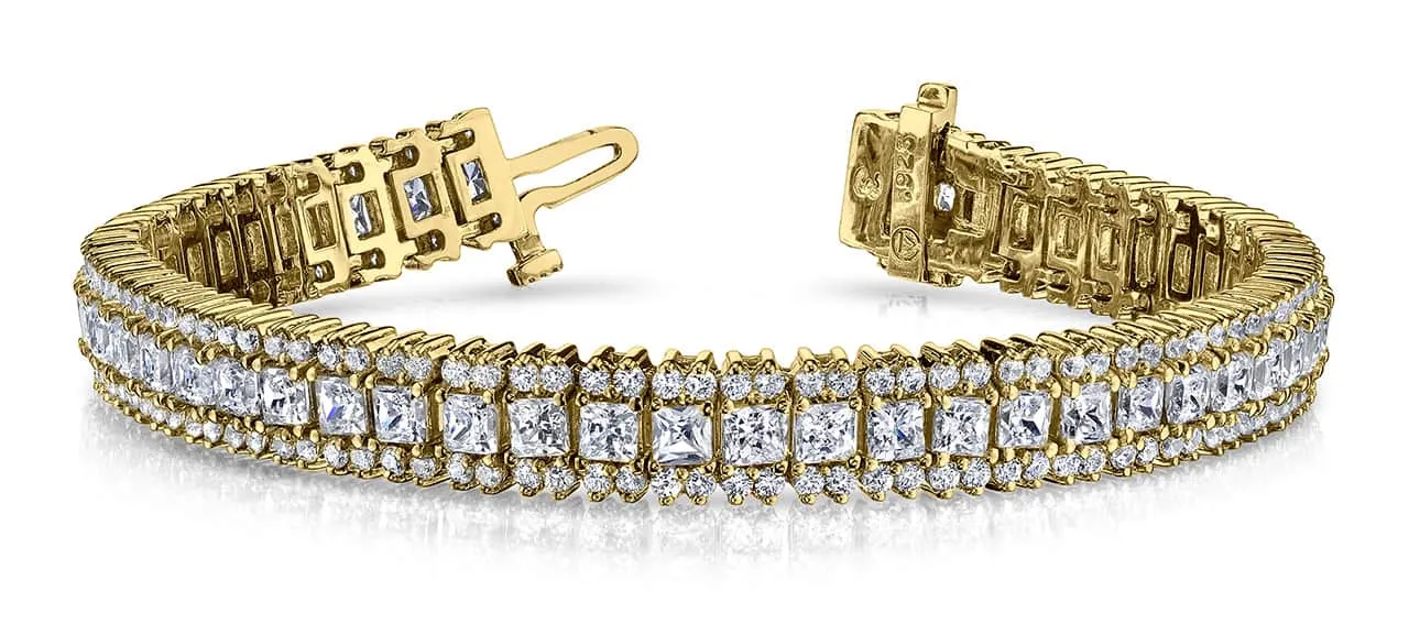 Round And Princess Diamond Bracelet with 5.76 ct.(finished) 1.2mm, 2.2mm
