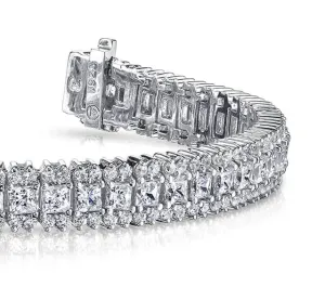 Round And Princess Diamond Bracelet with 5.76 ct.(finished) 1.2mm, 2.2mm
