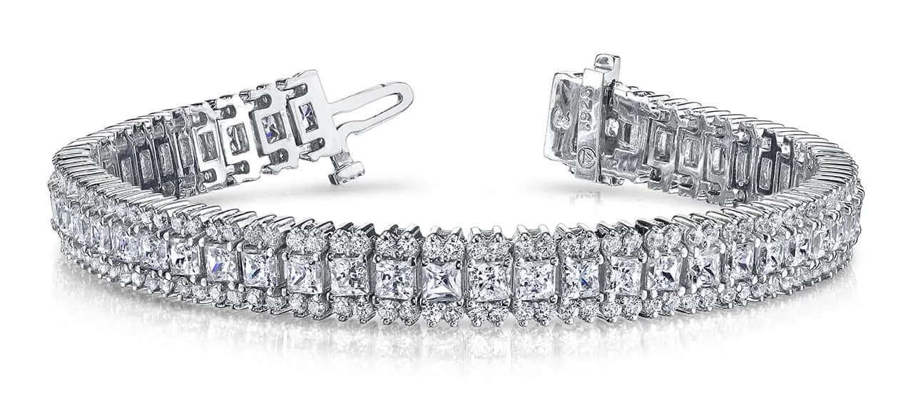 Round And Princess Diamond Bracelet with 5.76 ct.(finished) 1.2mm, 2.2mm