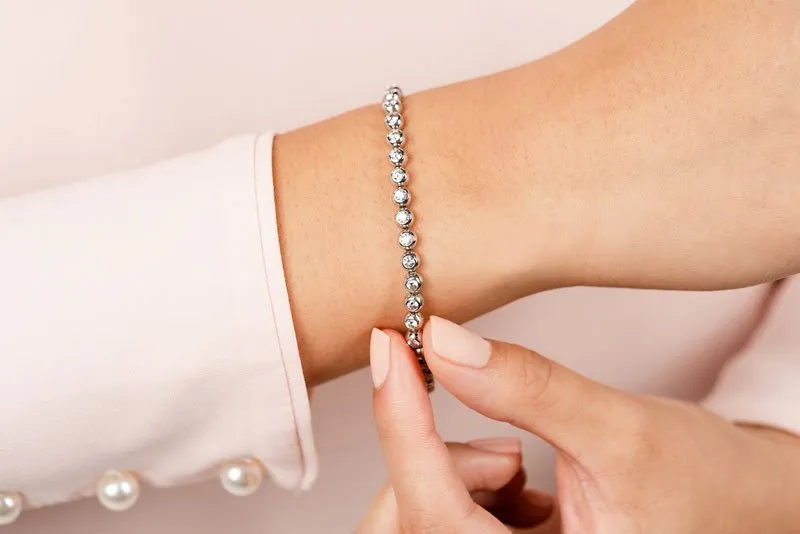 Round Bezel Set Lab-Grown Diamond Tennis Bracelet with 4.03 ct.(finished) 3.1mm