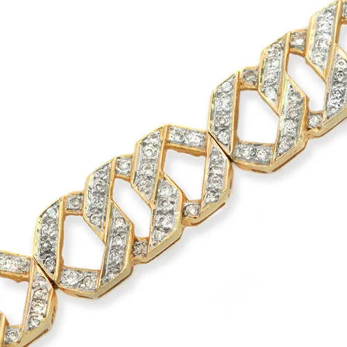 Round-cut Pave Diamond Bracelet in 18K Yellow Gold