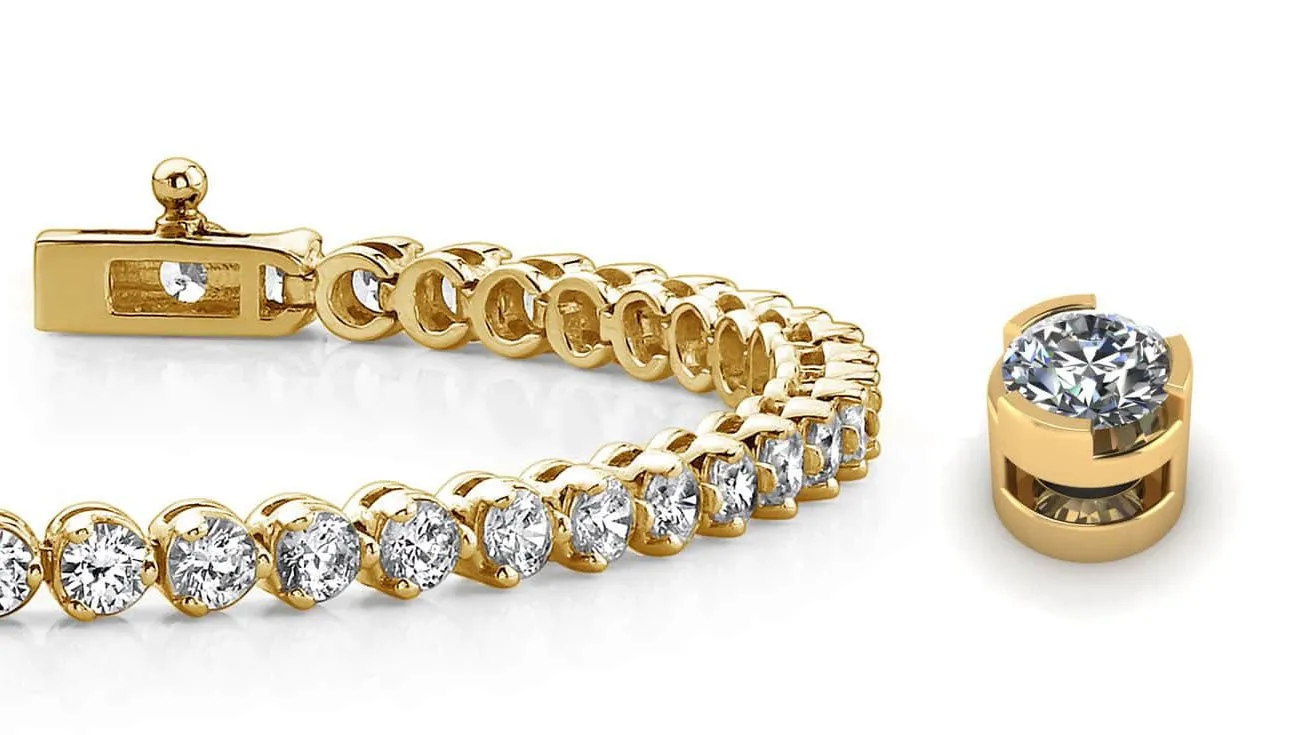 Round Prong Set Lab-Grown Diamond Tennis Bracelet with 6.02 ct.(finished) 3.2mm