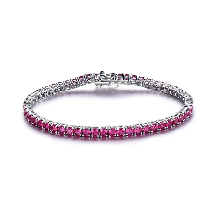 Ruby 925 Sterling Silver Tennis Bracelet Jewelry