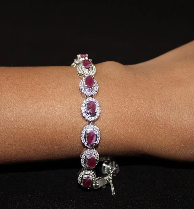 Ruby and Cubic Zirconia Bracelet