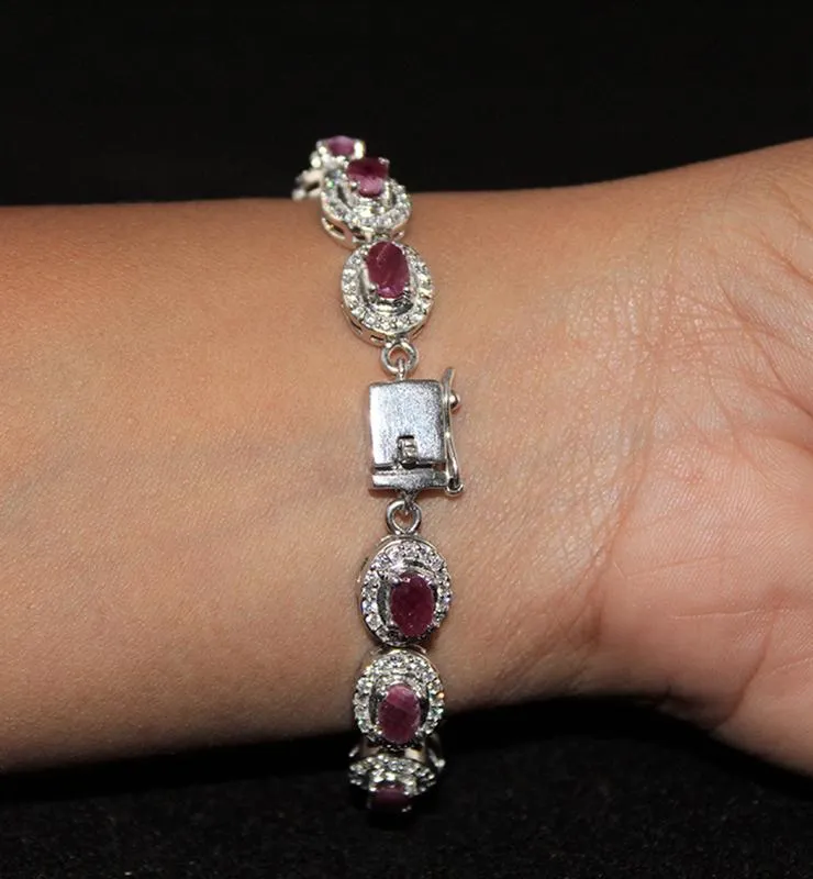 Ruby and Cubic Zirconia Bracelet