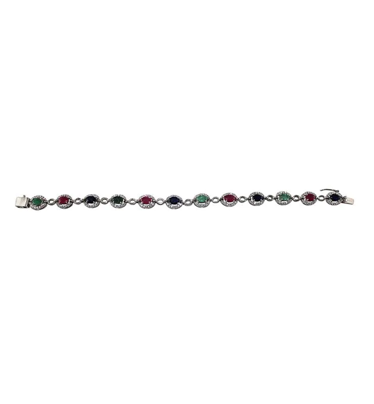 Ruby, Emerald and Sapphire with Cubic Zirconia Bracelet