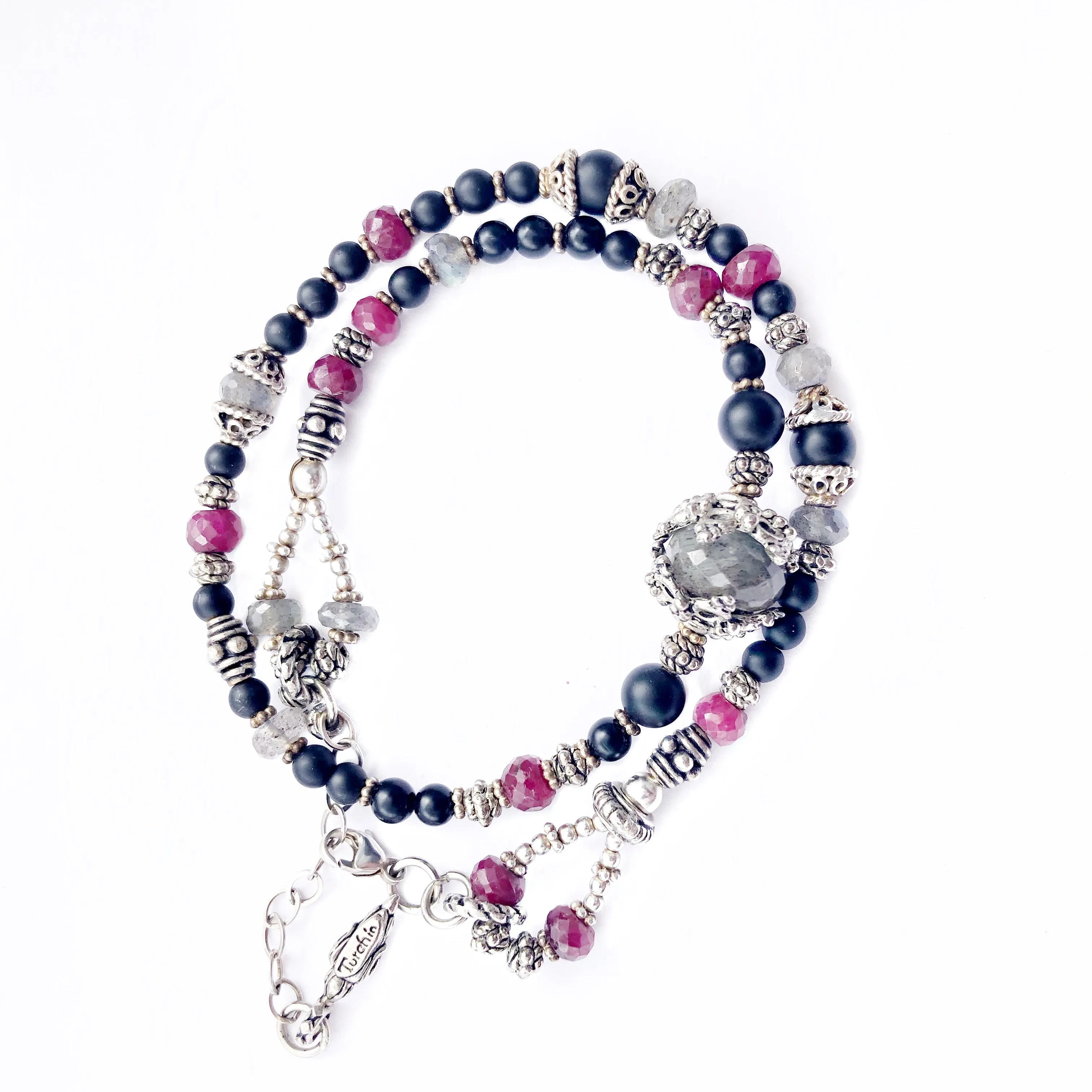 Ruby Mala & Labradorite Wrap Bracelet