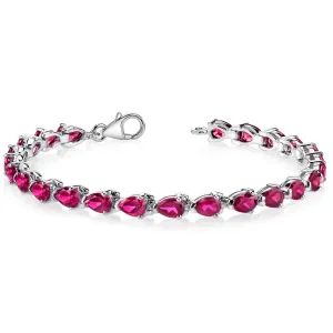 Ruby Tennis Bracelet Sterling Silver Pear Shape 9.5 Carats