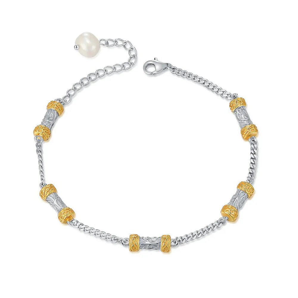 S925 Silver Pearl Contrast Color Bracelet