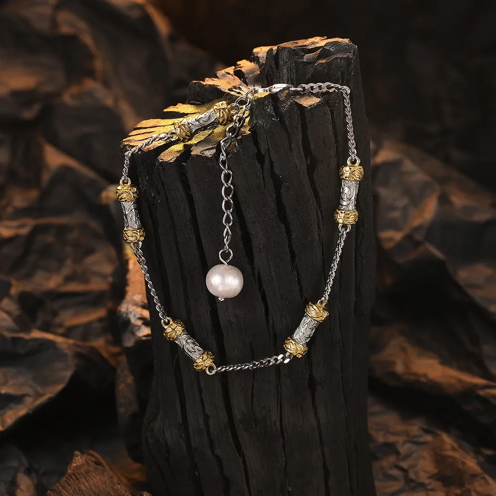 S925 Silver Pearl Contrast Color Bracelet