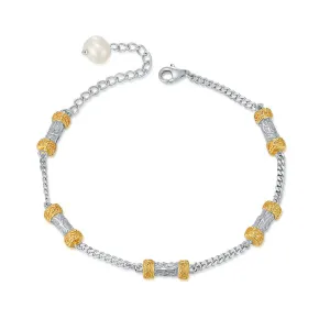 S925 Silver Pearl Contrast Color Bracelet