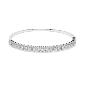 Sabel Collection White Gold Round Diamond Halo Stations Bangle