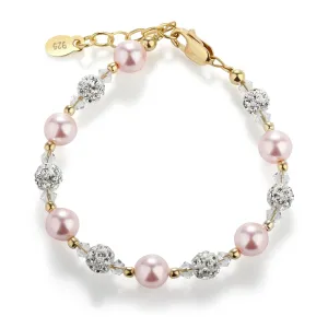 SALE! 14K Gold-Plated Pink Pearl Bracelet for Baby and Kids