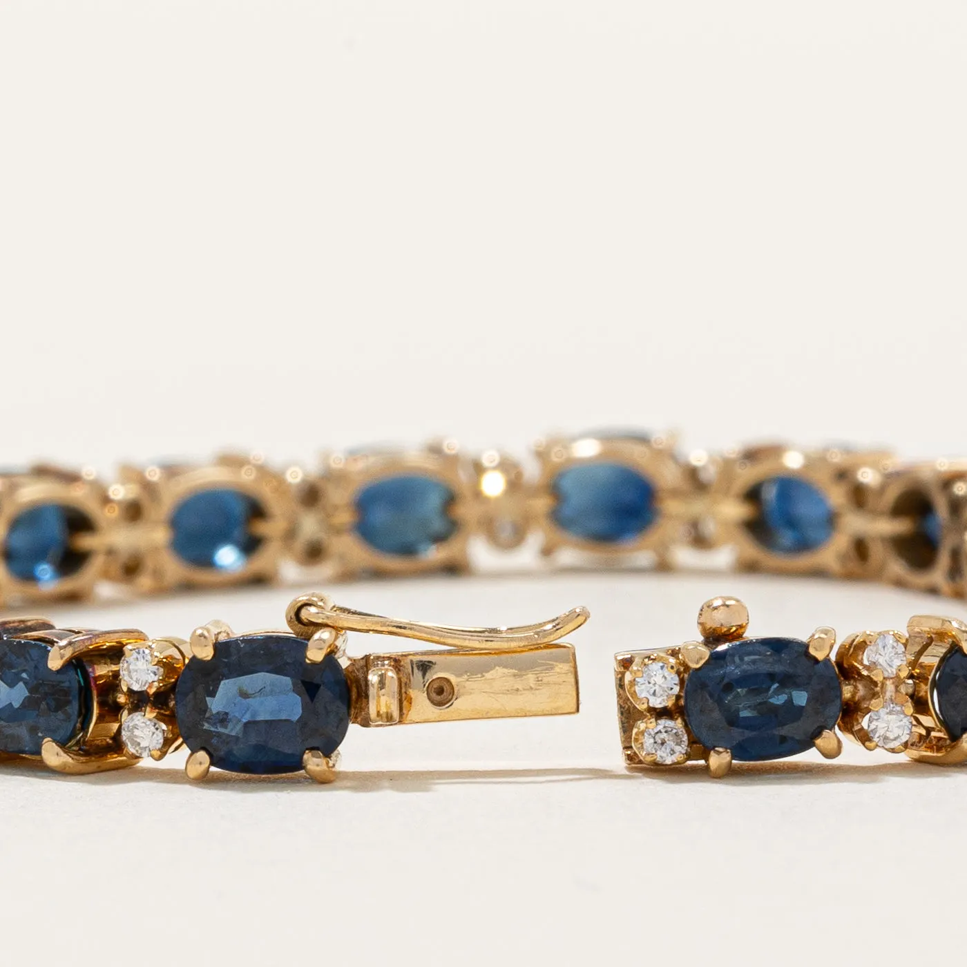 Sapphire & Diamond Tennis Bracelet | 8.00ctw, 0.48ctw | 6" |