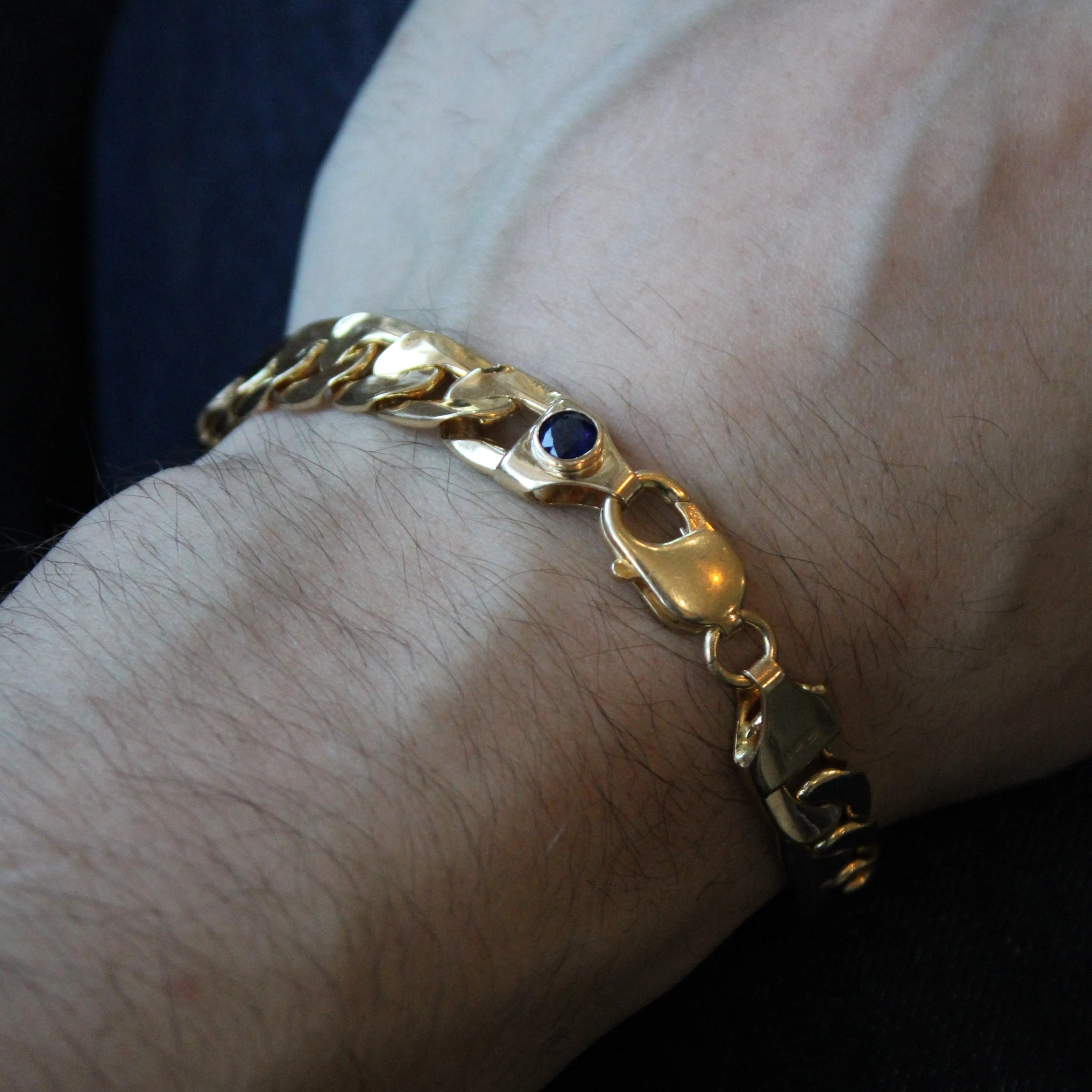 Sapphire Curb Chain Link Bracelet | 0.50ct | 8.5" |