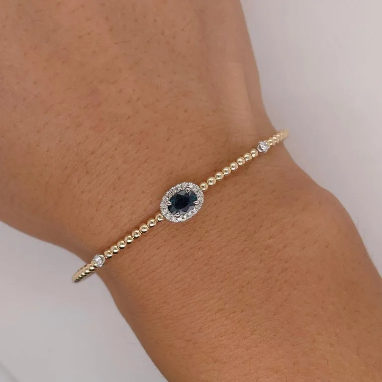 Sapphire Diamond Halo Cuff Bracelet