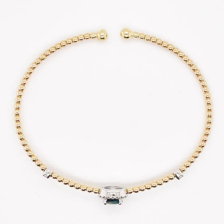 Sapphire Diamond Halo Cuff Bracelet