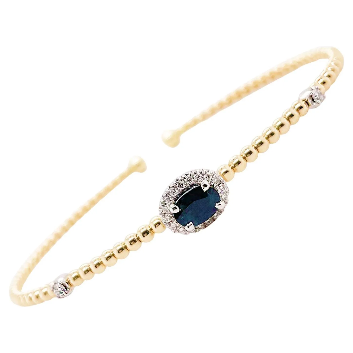 Sapphire Diamond Halo Cuff Bracelet