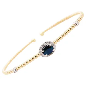 Sapphire Diamond Halo Cuff Bracelet