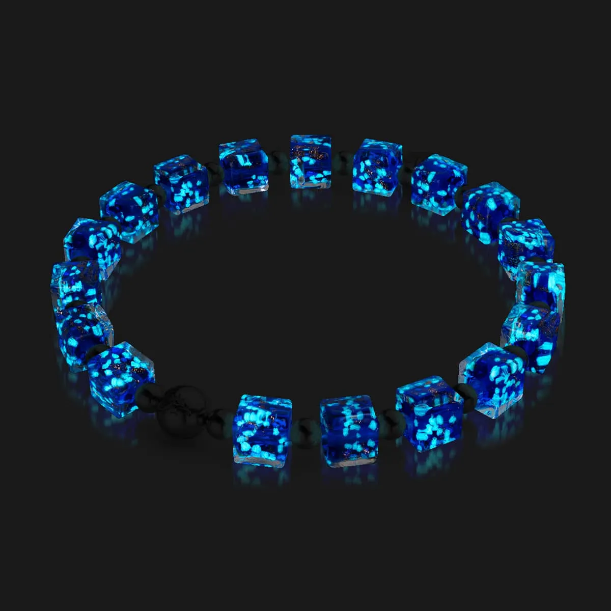 Sapphire | Silver | Firefly Glass Pebble Bracelet