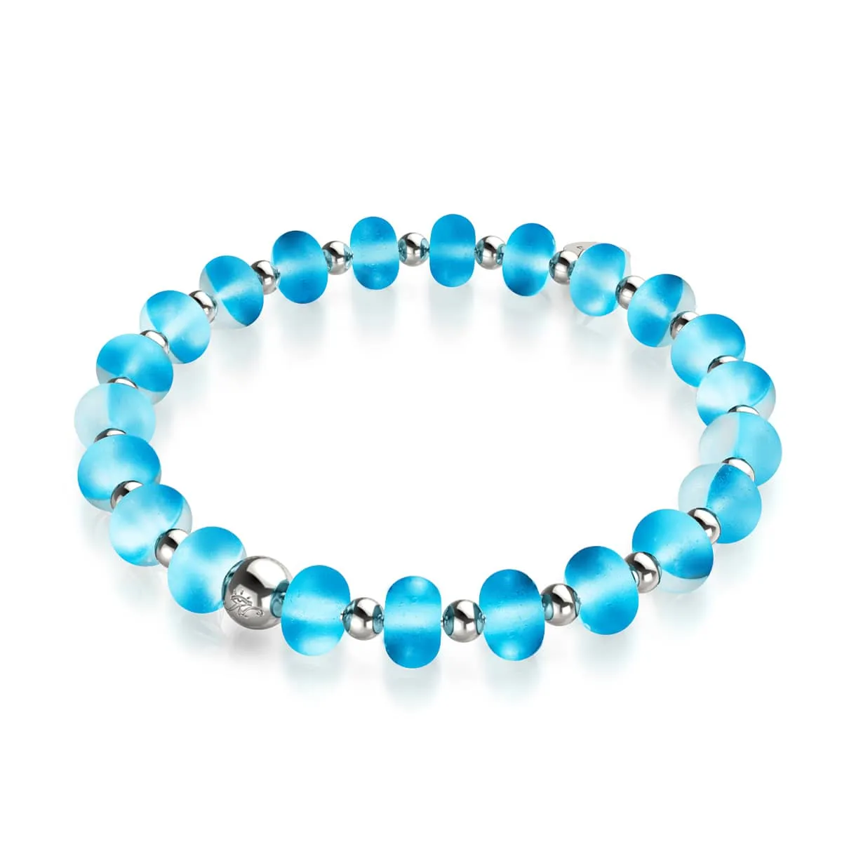 Sapphire | Silver | Mermaid Glass Macaron Bracelet