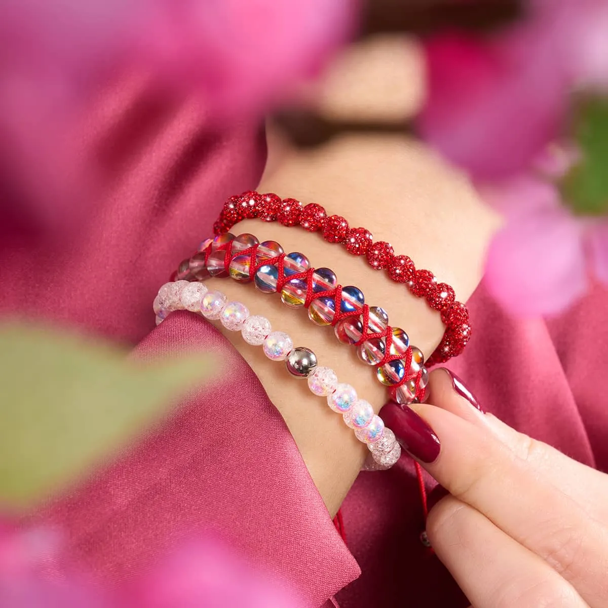 Scarlet Supernova Galaxy Glass x Red String Vitality Bracelet
