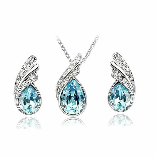 Sea Blue Crystal Necklace Set