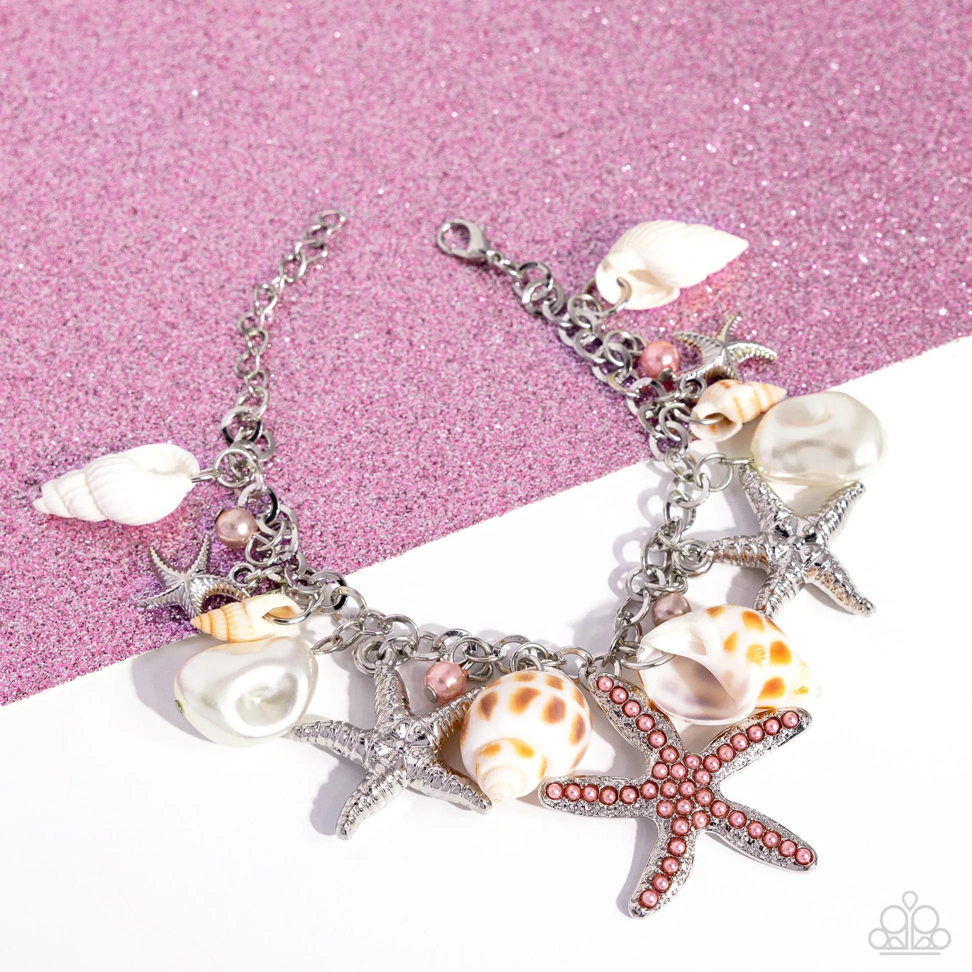Seashell Song - Multi - Rhinestone and Pearl Starfish Paparazzi Lobster Claw Bracelet - 2024 Empower Me Pink Exclusive