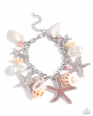 Seashell Song - Multi - Rhinestone and Pearl Starfish Paparazzi Lobster Claw Bracelet - 2024 Empower Me Pink Exclusive