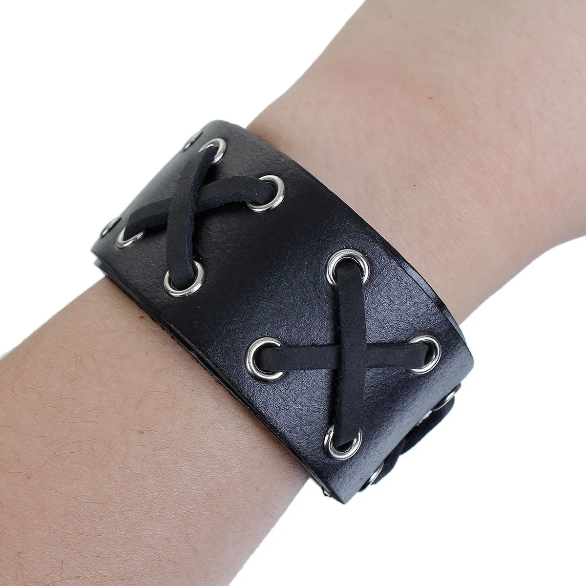 SEXY SPARKLES Mens Genuine Real Leather Wrist Bracelet Wide Casual Wristband Cuff Bangle Adjustable