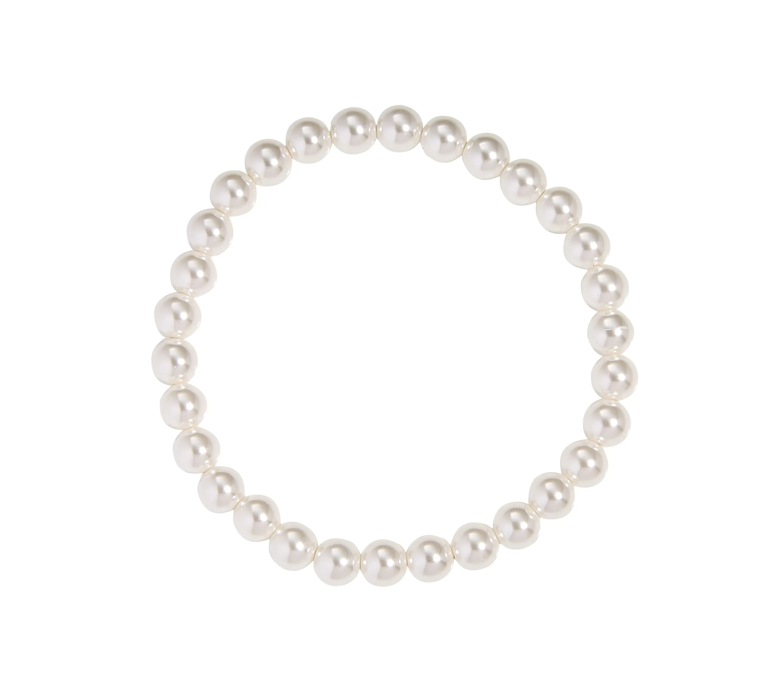 Shell Pearl Stacker Stretch Bracelet- 6MM