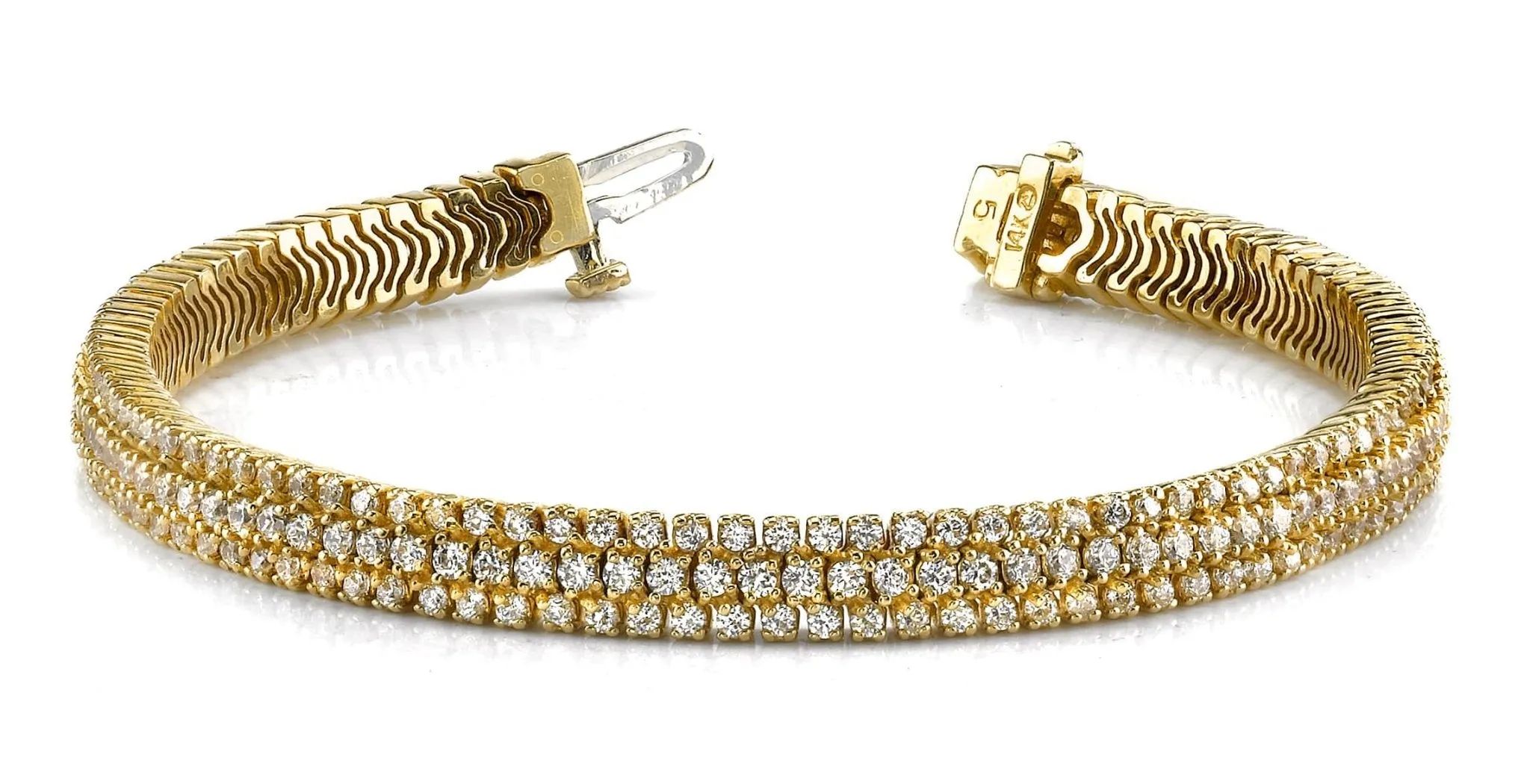 Showstopper Triple Row Diamond Bracelet with 5.07 ct.(finished) 1.5mm, 1.7mm